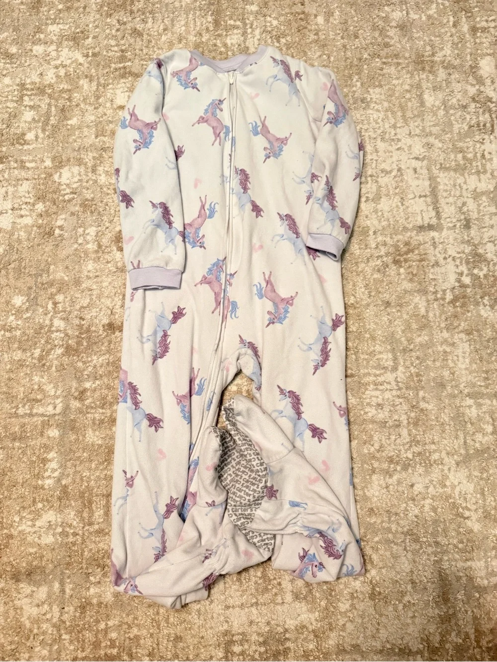 Carter's Lavender Unicorn Print Footed Sleep pajama size 8